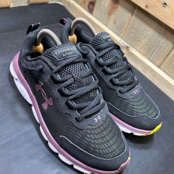 Under Armour Charged Assert 9 Womens Low Top Athletic Shoes Black/Lilac Size 7.5 - Picture 1 of 8